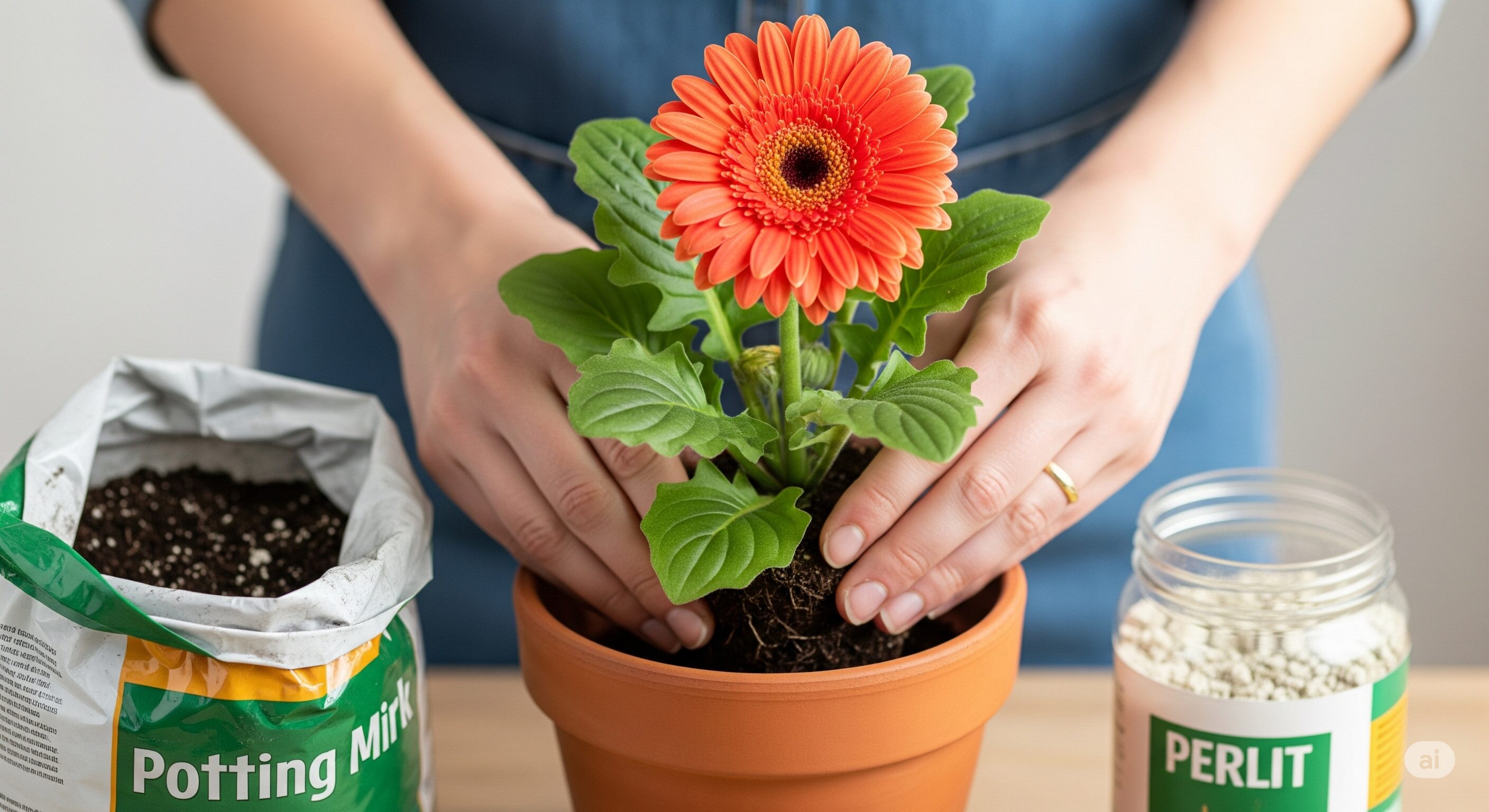 鉢植えガーベラの土選びと植え付け