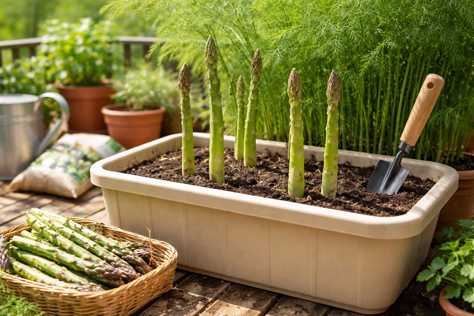 アスパラガスのプランター栽培で植え替えする方法と長期収穫のコツ