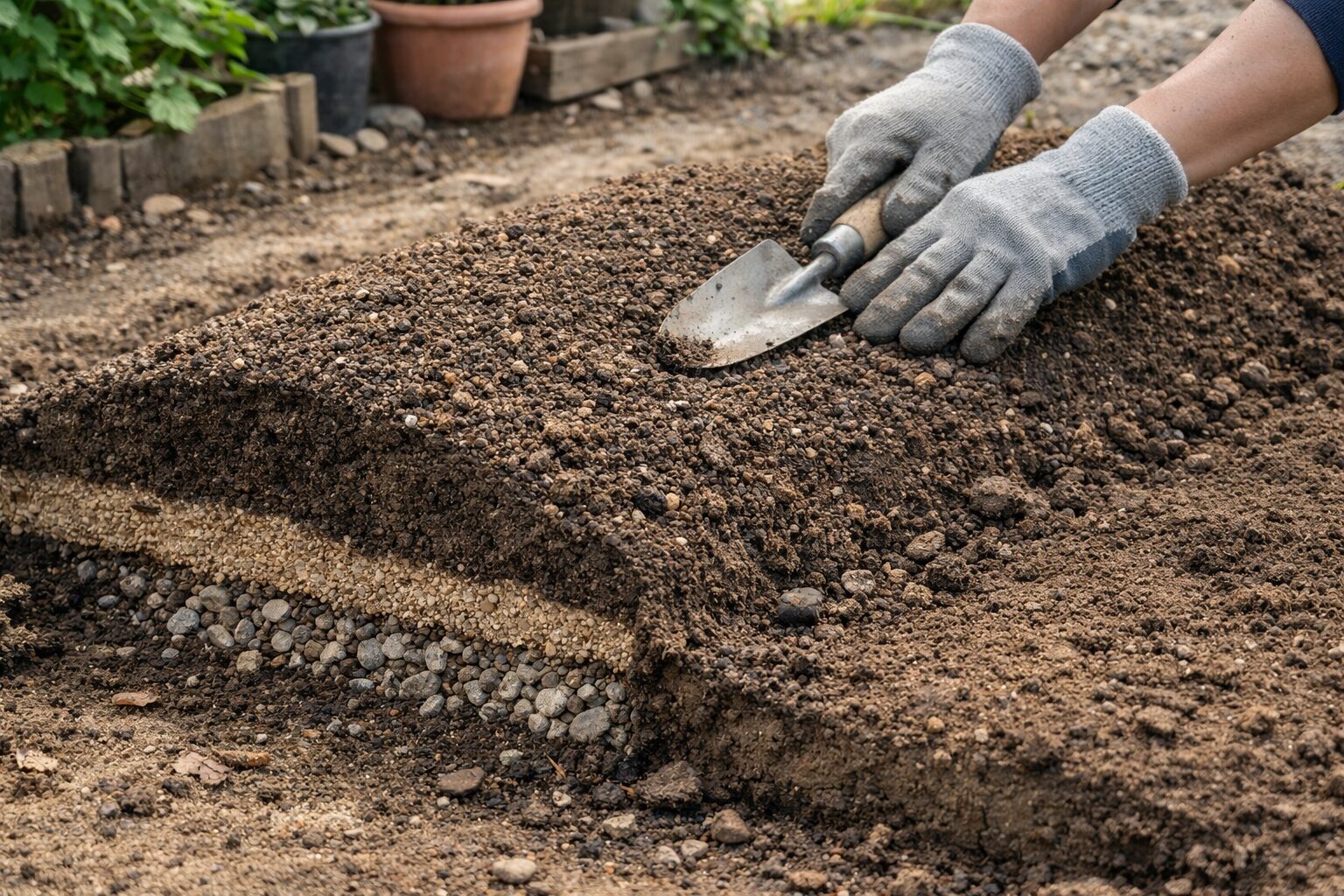 水はけの良い土づくりと高畝の作り方