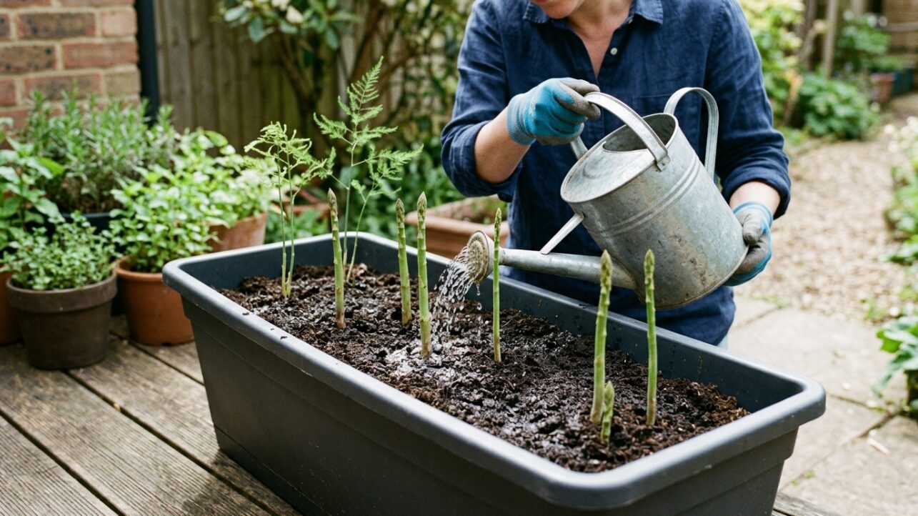 アスパラガスのプランター栽培で植え替え後の管理